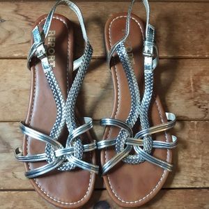Gold and silver metallic sandals